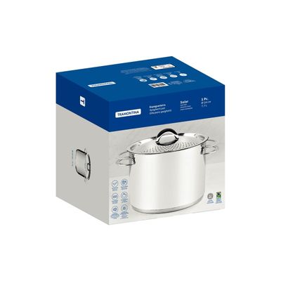 Espagueteira Tramontina Solar Aço Inox Fundo Triplo 24 cm 7,7 Litros