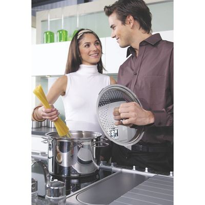 Espagueteira Tramontina Solar Aço Inox Fundo Triplo 24 cm 7,7 Litros