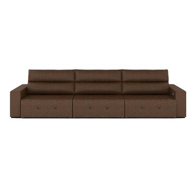 Sofá Retrátil 6 Lugares 404cm 3 Módulos Nero com USB Couro Manchado G52 - Gran Belo