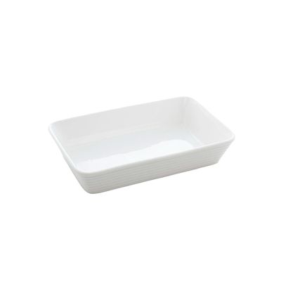 Travessa Refratario de Porcelana Retangular Branco 25,5cm