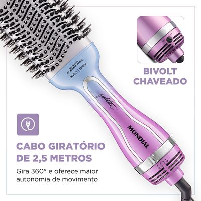 Escova Secadora By Juliette Mondial Azul e Rosa 1300W ES-JU-03 Bivolt
