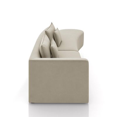 Sofá Curvo Decorativo Kimiko 287Cm 2 Lugares Sala de Estar com Chaise Veludo Bege G52 - Gran Belo