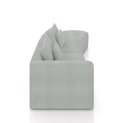 Sofá Curvo Decorativo Kimiko 307Cm 3 Lugares Sala de Estar com Chaise Bouclê Cinza G52 - Gran Belo