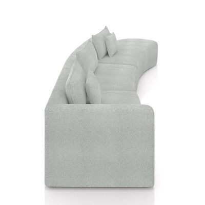 Sofá Curvo Decorativo Kimiko 427Cm 5 Lugares Sala de Estar com Chaise Bouclê Cinza G52 - Gran Belo