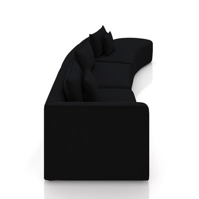 Sofá Curvo Decorativo Kimiko 437Cm 5 Lugares Sala de Estar com Chaise Veludo Preto G52 - Gran Belo
