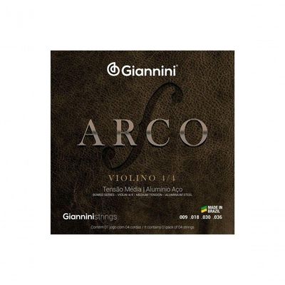 Corda Para Violino Gianni 4/4 Arco Aluminio Aco Geavva Media