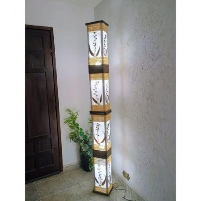 Abajur De Chão De Piso Rustico Corda Madeira 2 Metros Sala Hotel Pousada Decoração