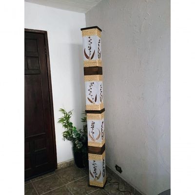 Abajur De Chão De Piso Rustico Corda Madeira 2 Metros Sala Hotel Pousada Decoração
