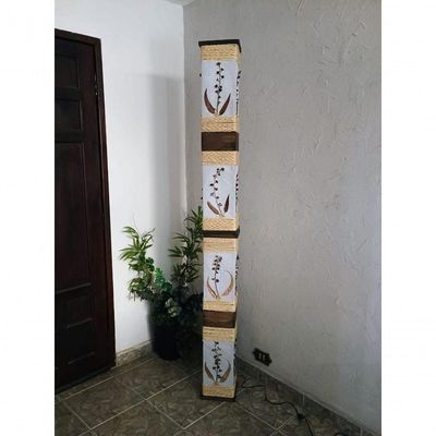Abajur De Chão De Piso Rustico Corda Madeira 2 Metros Sala Hotel Pousada Decoração