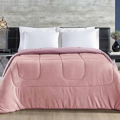 Coberdrom Hot Quente Casal Queen Malha 140g 100% Algodão Manta Flannel Dupla Face - Rosa