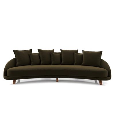 Sofá Living 3 Lugares 265cm Pés Madeira Morales com Almofadas Veludo Castor G52 - Gran Belo