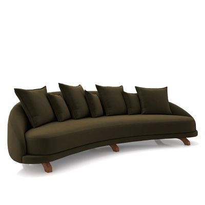 Sofá Living 3 Lugares 265cm Pés Madeira Morales com Almofadas Veludo Castor G52 - Gran Belo