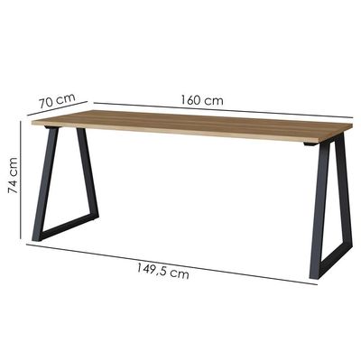 Mesa Para Escritorio Office 160 Cm 25861 Artesano Nogal Sevilha Preto