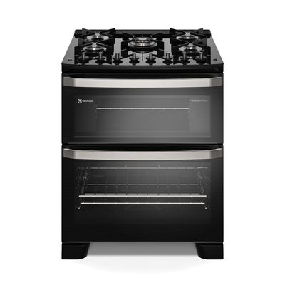 Fogão 5 bocas Electrolux Preto Experience 2 Fornos, Mesa de Vidro e PerfectCook360 (FE5DP) 220V