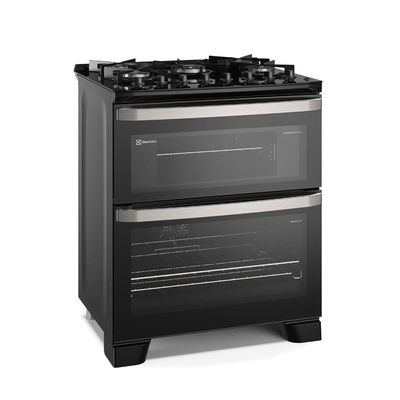 Fogão 5 bocas Electrolux Preto Experience 2 Fornos, Mesa de Vidro e PerfectCook360 (FE5DP) 220V