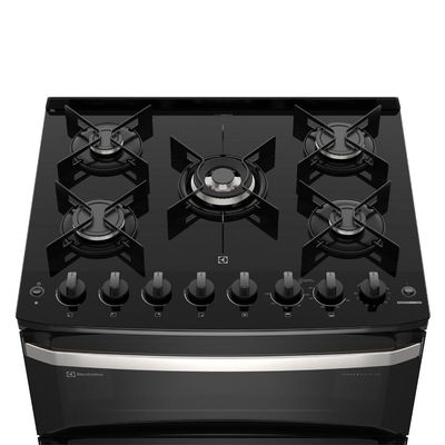 Fogão 5 bocas Electrolux Preto Experience 2 Fornos, Mesa de Vidro e PerfectCook360 (FE5DP) 220V