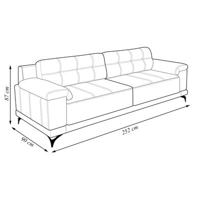 Sofá Living 4 lugares 252cm Agostino Pés Design em Ferro Couro Caramelo G52 - Gran Belo