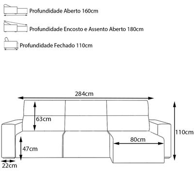 Sofá Retrátil Reclinável 4 Lugares Sala de Estar 284cm Russo Couro Caramelo - Gran Belo