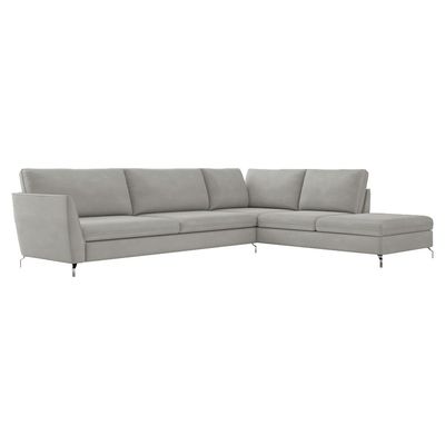 Sofá de Canto Chaise Direito 267 cm Olívia Suede Cinza - Gran Belo