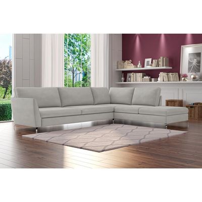 Sofá de Canto Chaise Direito 267 cm Olívia Suede Cinza - Gran Belo
