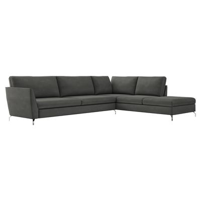 Sofá de Canto Chaise Direito 287 cm Olívia Suede Grafite - Gran Belo