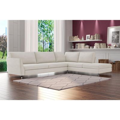 Sofá de Canto Chaise Direito 307 cm Olívia Suede Bege - Gran Belo