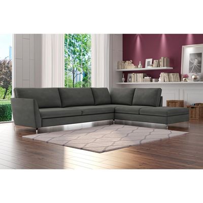 Sofá de Canto Chaise Direito 307 cm Olívia Suede Grafite - Gran Belo