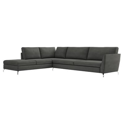 Sofá de Canto Chaise Esquerdo 267 cm Olívia Suede Grafite - Gran Belo