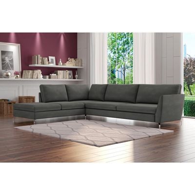 Sofá de Canto Chaise Esquerdo 267 cm Olívia Suede Grafite - Gran Belo