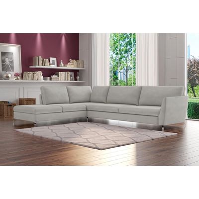 Sofá de Canto Chaise Esquerdo 287 cm Olívia Suede Cinza - Gran Belo