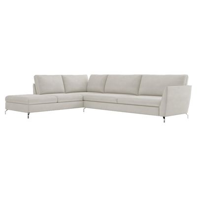 Sofá de Canto Chaise Esquerdo 307 cm Olívia Suede Bege - Gran Belo