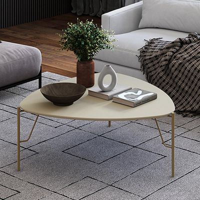Mesa de Centro Para Sala de Estar Baixa Pés Industrial Dourado Alef I03 Luna - Lyam Decor