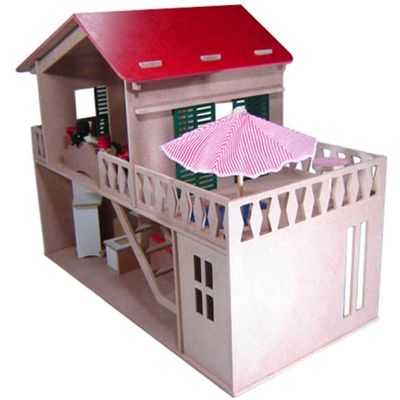 Casa de Boneca com Piscina - com Móveis - Madeira - 2 Andares - Bohney