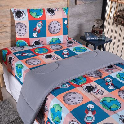 Coberdrom Edredom Solteiro Alegria Astronauta - 100% poliéster
