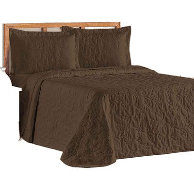 Cobre Leito Colcha Queen Mobili 03 Peças - Tabaco - 100% Poliéster