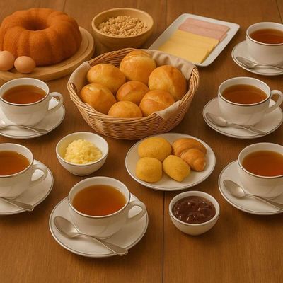 Kit 12 Xícaras de Chá Café com Pires Porcelana 185ml Tramont