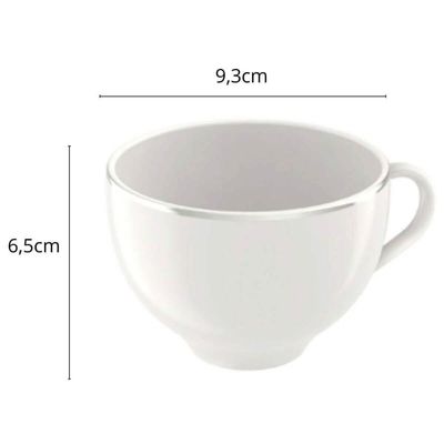 Kit 12 Xícaras de Chá Café com Pires Porcelana 185ml Tramont