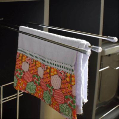 Kit 2 Suportes Porta Toalhas Panos de Prato Triplo 41cm Crom