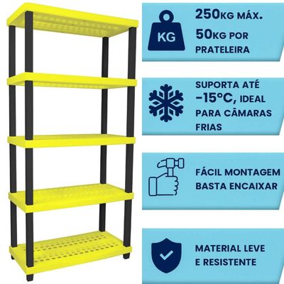 Estante Modular Plástico Suporta 250kg Resistente Vig 5 Prateleiras Ordene Organizadora Multiuso