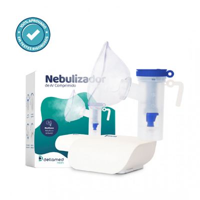 Nebulizador Inalador de Ar Comprimido Adulto e Infantil Dellamed Branco / Bivolt