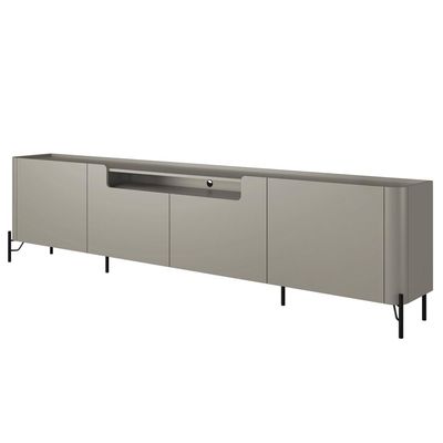 Rack Para Sala de Estar TV 85 Pol 4 Portas Pés Industrial Preto Alef I03 Grigio - Lyam Decor