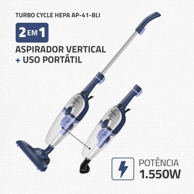 Aspirador De Pó Mondial Turbo AP-41 1550W Azul Com Inox 220V