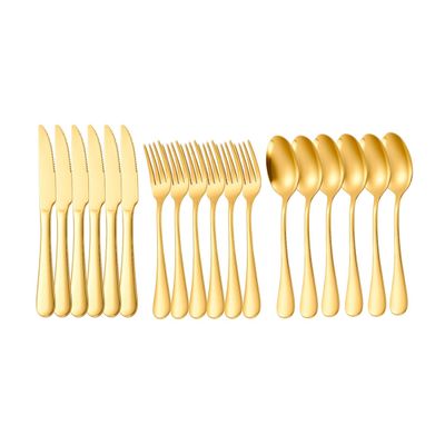 Talheres de Mesa Faqueiro Dourado Garfo Faca Colher Inox 18un