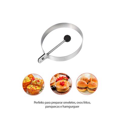 Molde para Ovo Frito Redondo Forma Aço Inox Lanchonete 8,5cm
