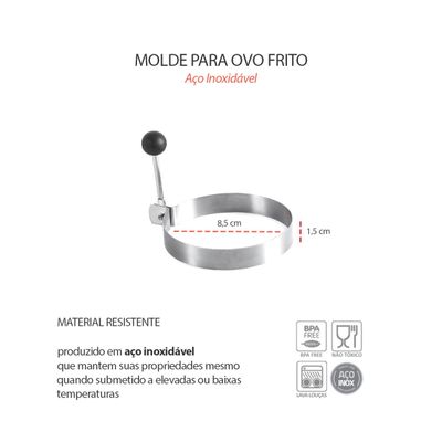 Molde para Ovo Frito Redondo Forma Aço Inox Lanchonete 8,5cm