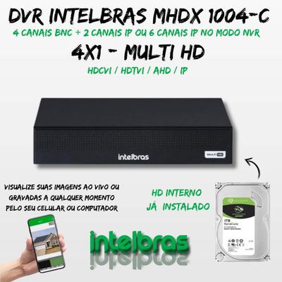 Kit 4 Câmeras Segurança Color 1080p 2.8mm Dvr Intelbras 1tb