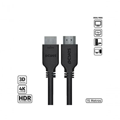 Cabo Hdmi 2.0 4k 30awg Puro Cobre 15 Metros - Phm20-15
