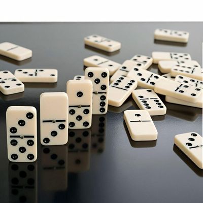 Dominó Profissional Osso Estojo 28 Peças Double Six Jogo 8mm Azul