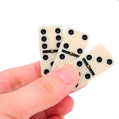 Dominó Profissional Osso Estojo 28 Peças Double Six Jogo 8mm Azul
