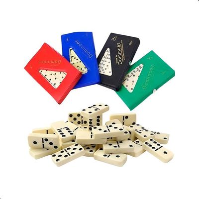 Dominó Profissional Osso Estojo 28 Peças Double Six Jogo 8mm Azul